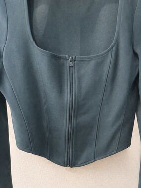 Aritzia Sunday Best Blue Corset Zip Front Crop Top Size M Long Sleeve